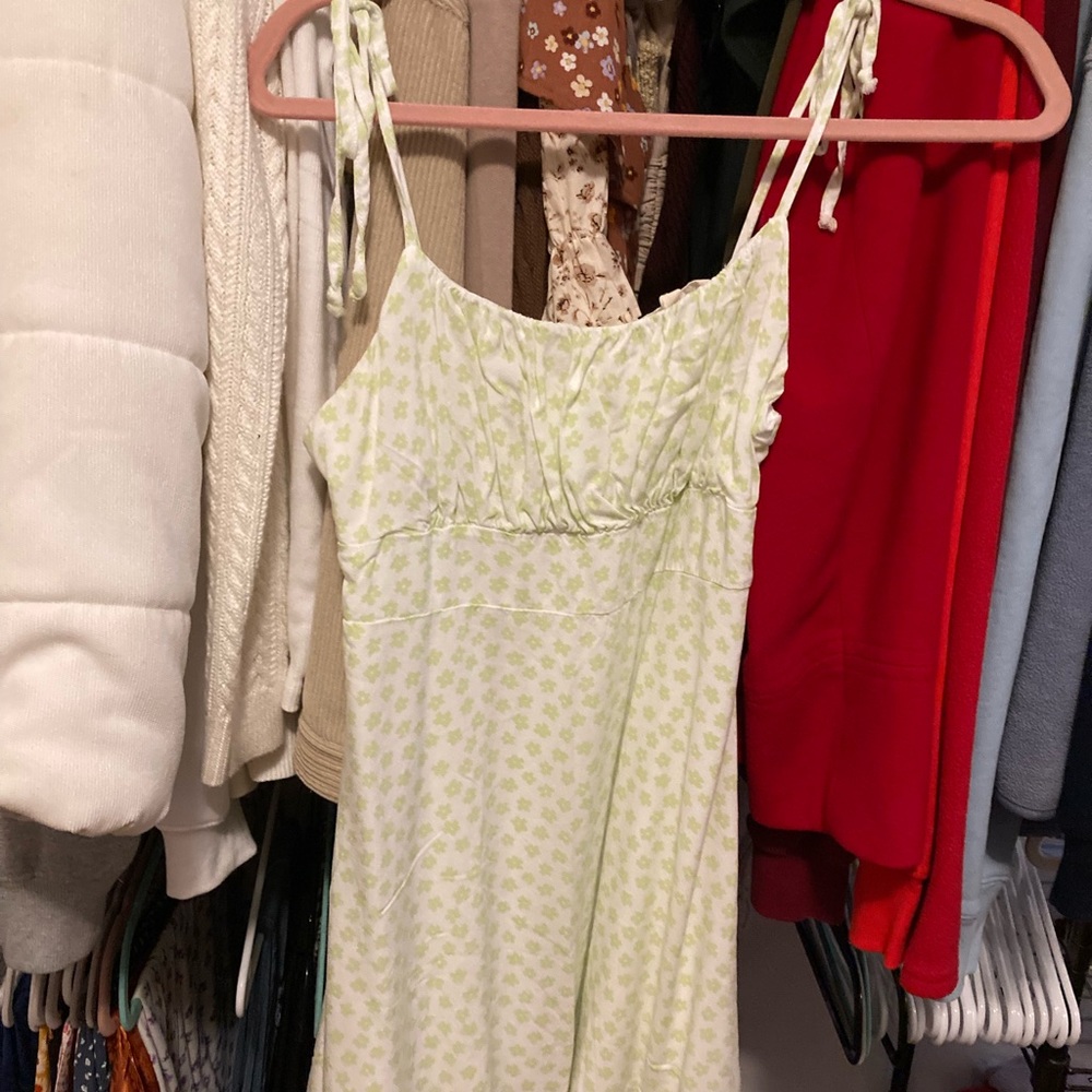 Green Ruffles Floral Slip Mini Dress